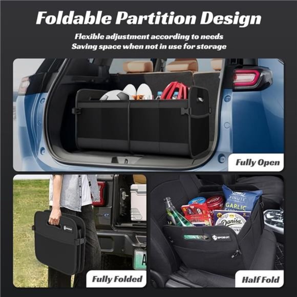 Trunk Organizer for Car - 70L Collapsible Car Storage with 11 Pockets & Handles - Picture 4 of 7